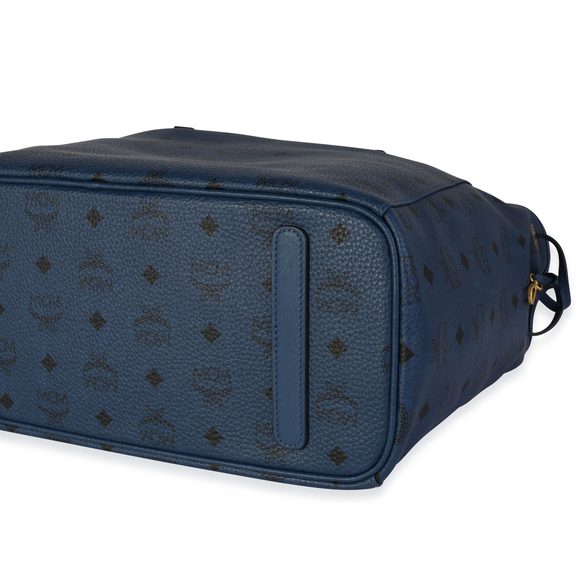 MCM Navy Visetos Large Reversible Tote - Picture 5 of 7